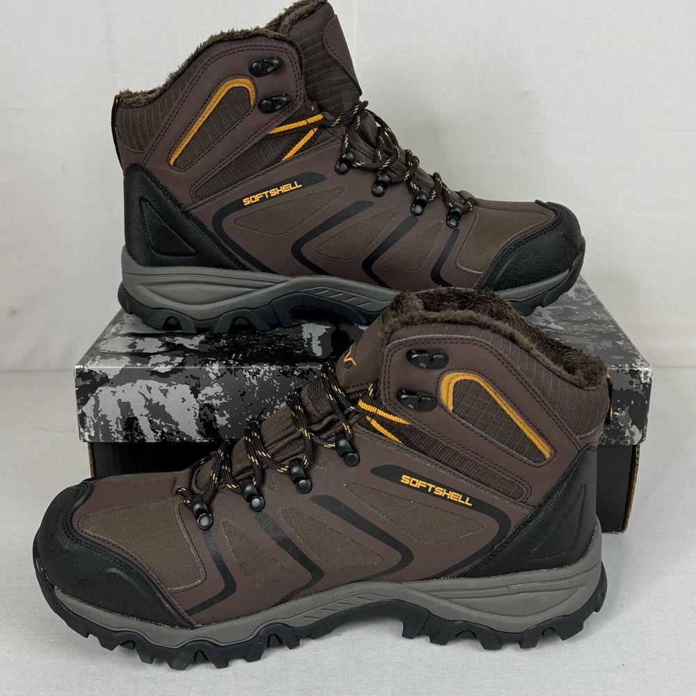NORTIV 8 Mens Ankle High Waterproof Hiking‎ Boots Sz 11 Brown Sherpa Lined NEW